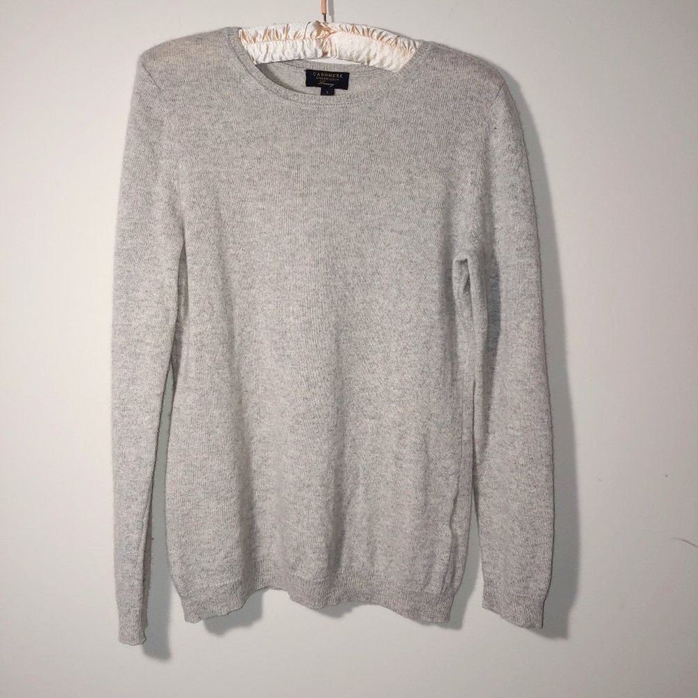 Charter Club Luxury 100% Cashmere Crew Neck Long Sleeve Sweater Size S Grey